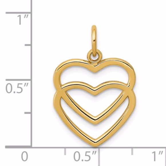 14K Double Heart Pendant
